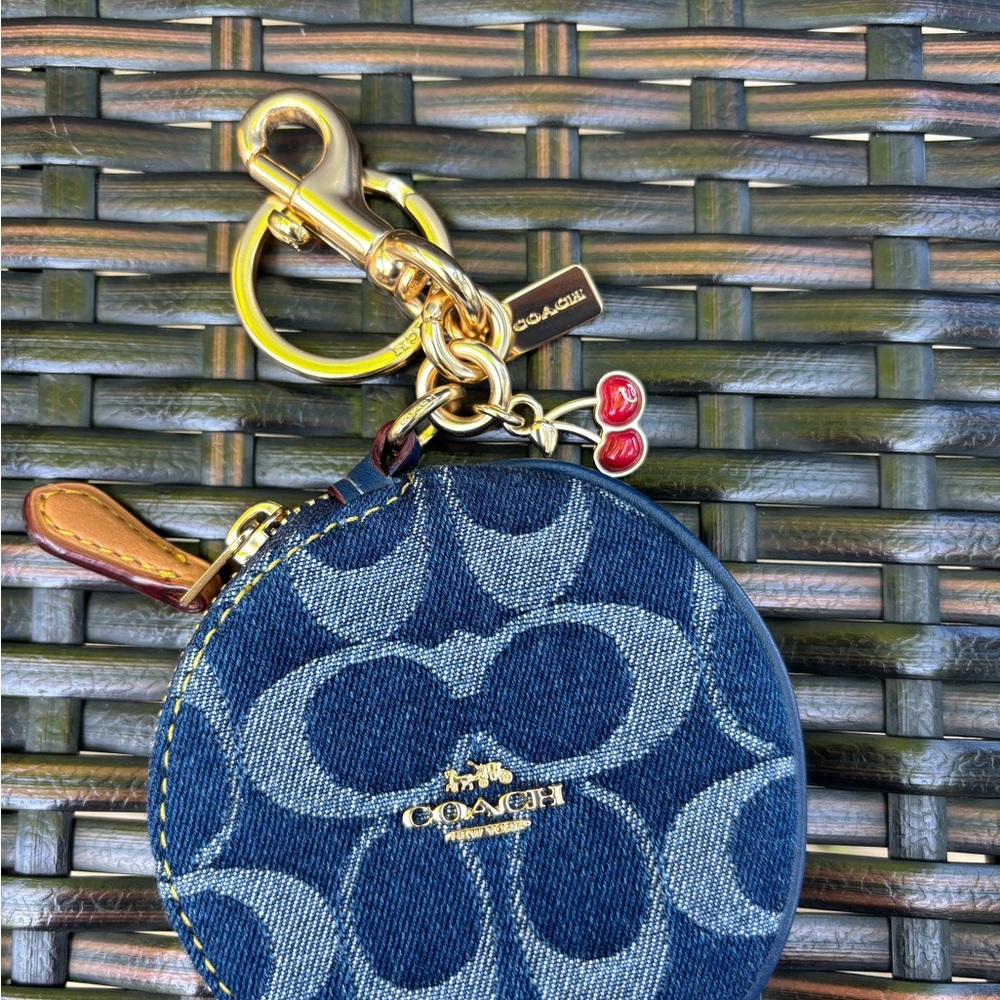 Coach signature denim purse charm